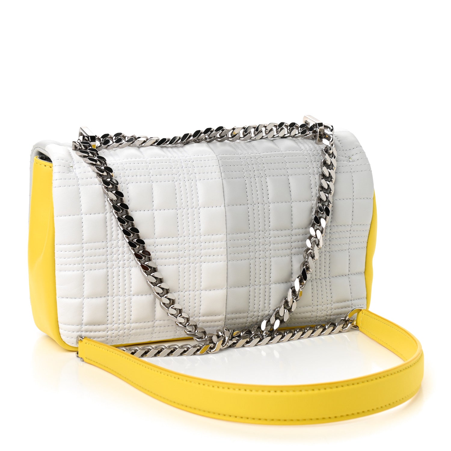 Burberry Lambskin Quilted Small Lola Bag White Grey Yellow 3 of 8
