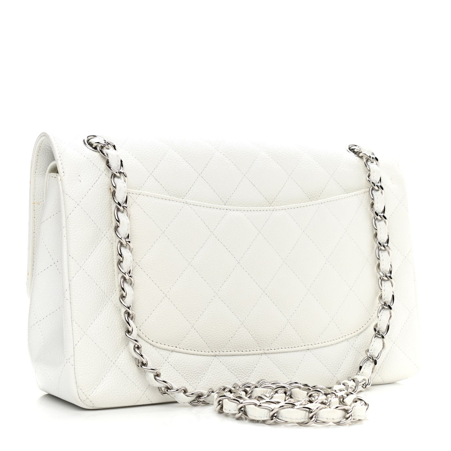 Caviar Quilted Jumbo Double Flap White