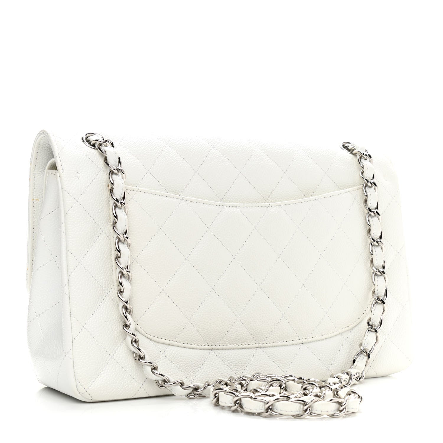 Chanel Caviar Quilted Jumbo Double Flap White 3 of 14
