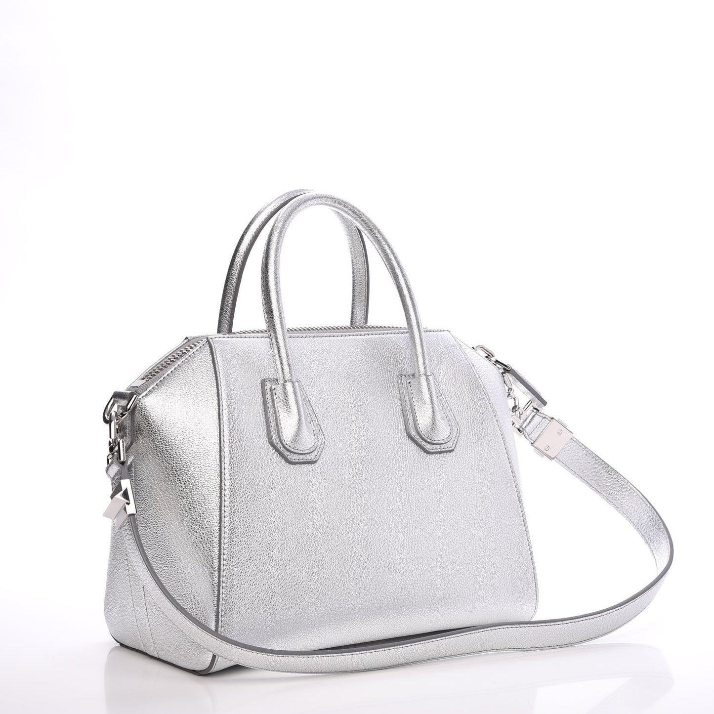 Metallic Sugar Goatskin Small Antigona Silver