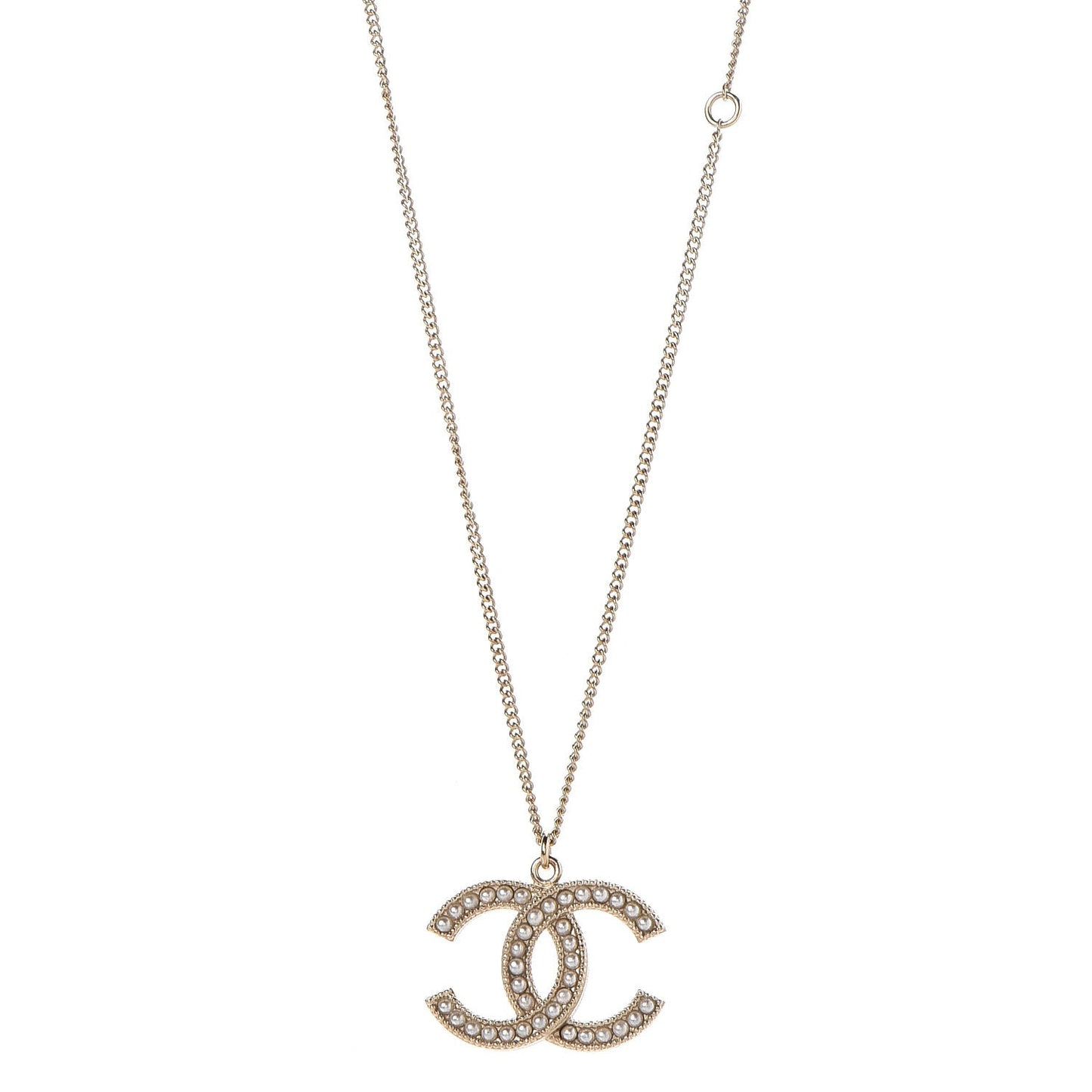Pearl CC Pendant Necklace Gold