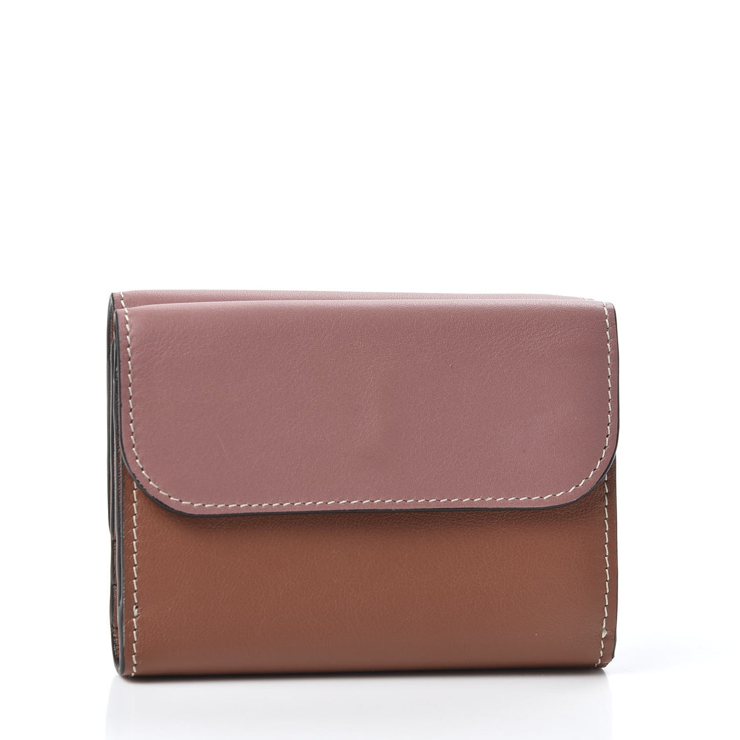 Smooth Calfskin Small C Tri-Fold Wallet Rusty Pink