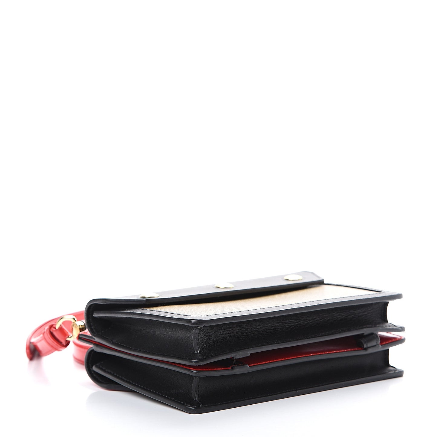 Calfskin Lizard Embossed Mini Title Bag with Pocket Black Honey