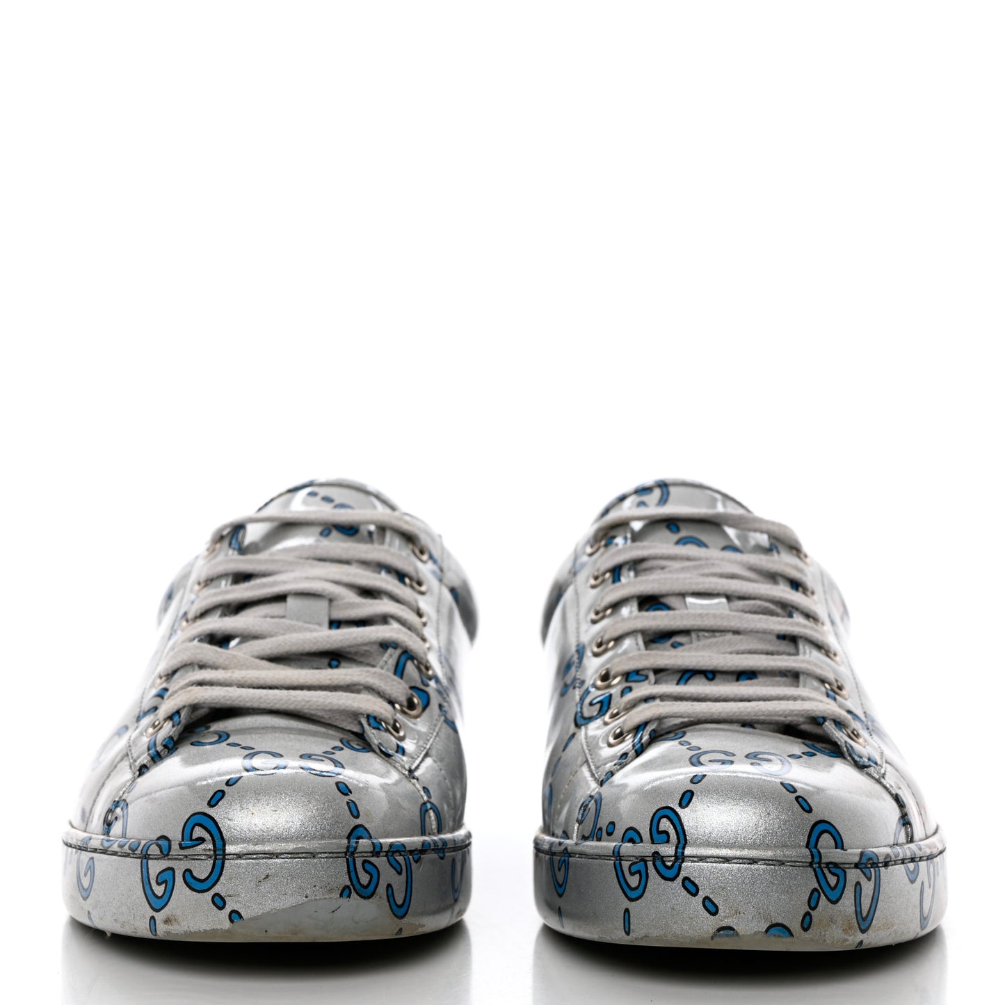 Miro Rubber Wax GucciGhost Print Mens New Ace Sneakers 10 Silver