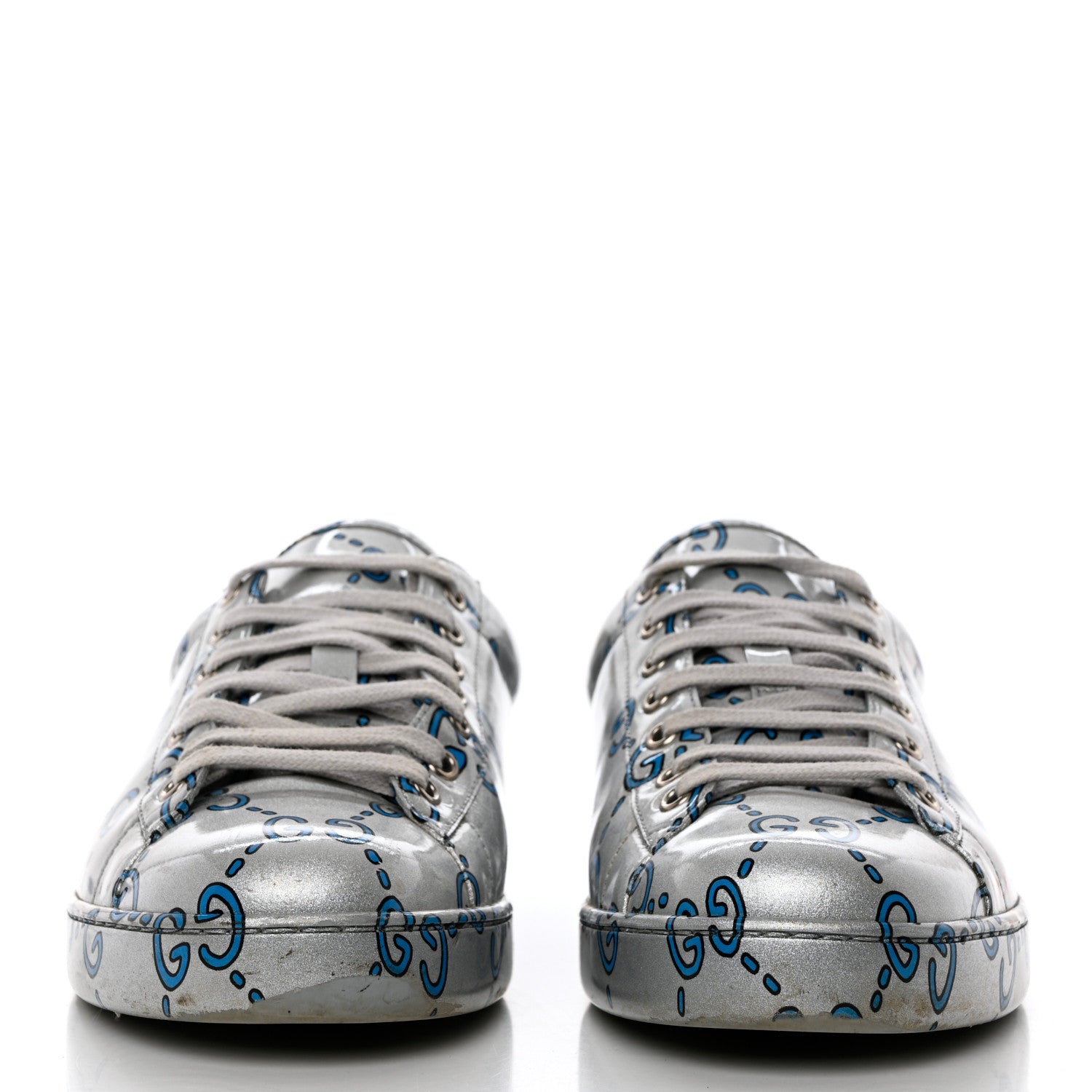 Gucci Miro Rubber Wax GucciGhost Print Mens New Ace Sneakers 10 Silver 2 of 12