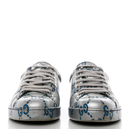 Gucci Miro Rubber Wax GucciGhost Print Mens New Ace Sneakers 10 Silver 2 of 12
