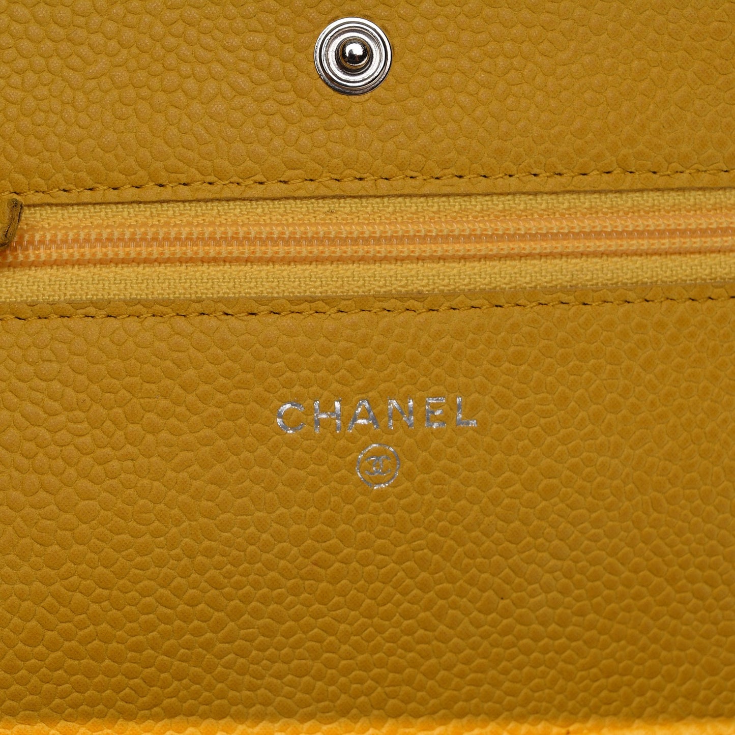 Iridescent Caviar Quilted Wallet on Chain WOC Yellow