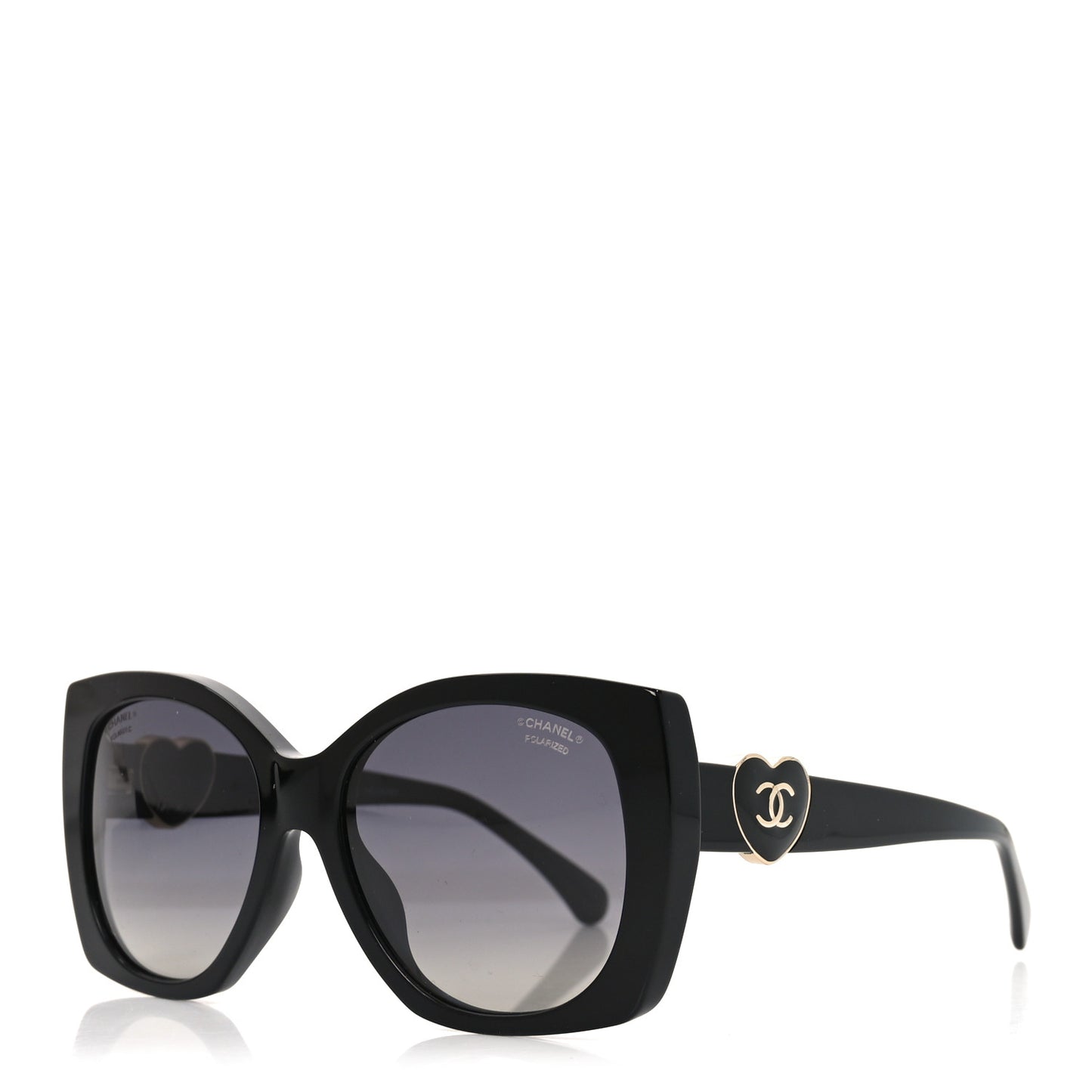 Acetate Square CC Heart Sunglasses 5519 Black