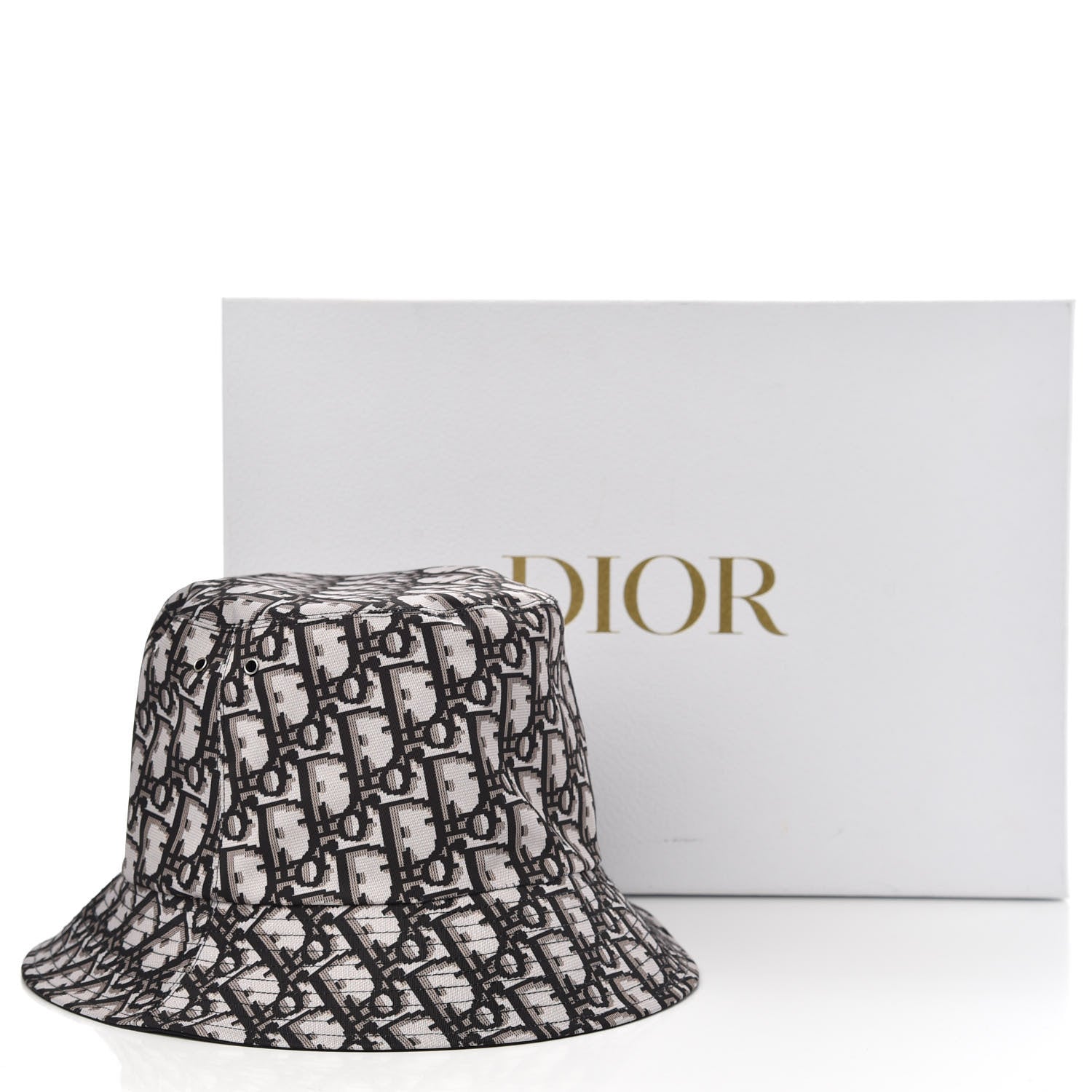 Christian Dior Polyester Cotton Oblique Teddy-D Brim Bucket Hat 58 Black 7 of 7