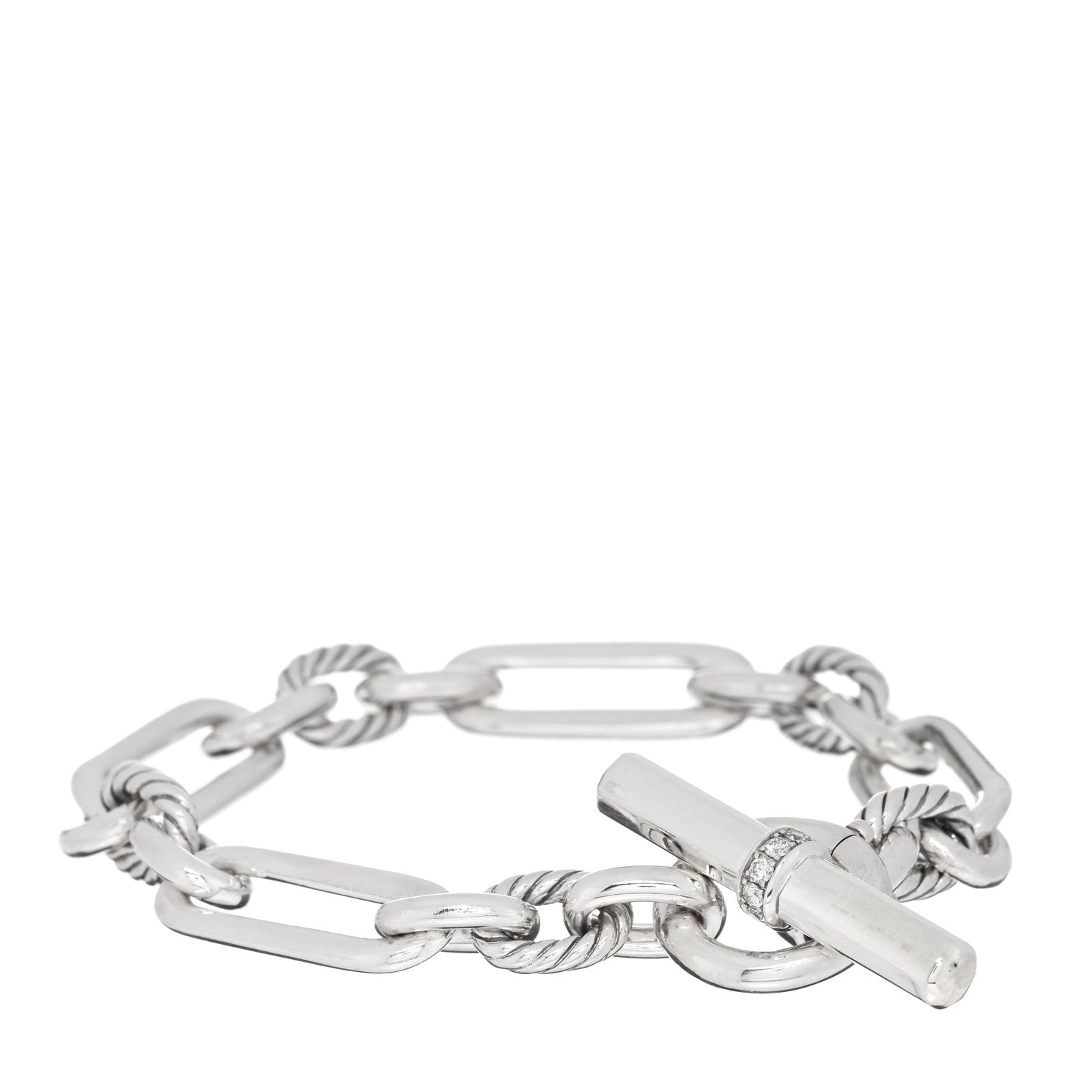 David Yurman Sterling Silver Diamond Lexington Chain Bracelet 1 of 3
