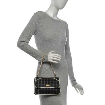 Chanel Satin Quilted Chocolate Bar Flap Black 2 of 7