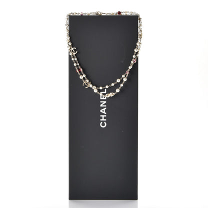 Chanel Pearl Bead CC Long Necklace Gold Red Pink 6 of 6