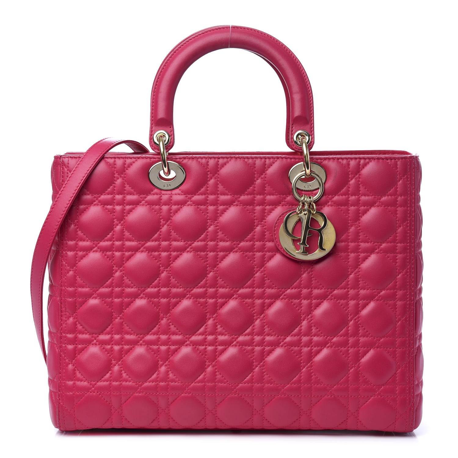 Christian Dior Lambskin Cannage Large Lady Dior Fuchsia 1 of 10