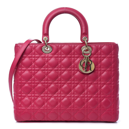 Christian Dior Lambskin Cannage Large Lady Dior Fuchsia 1 of 10