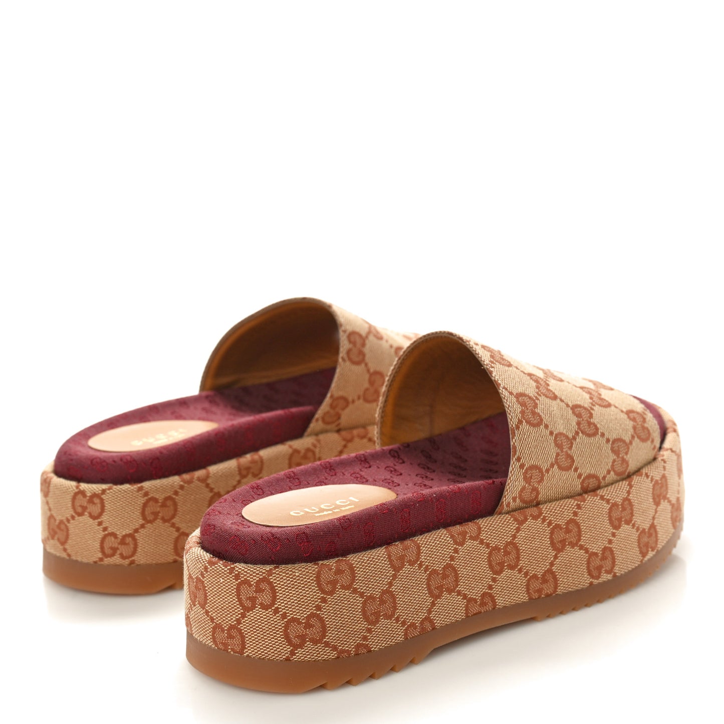 Canvas GG Monogram Angelina Platform Slide Sandals 36.5 Beige Ruggine