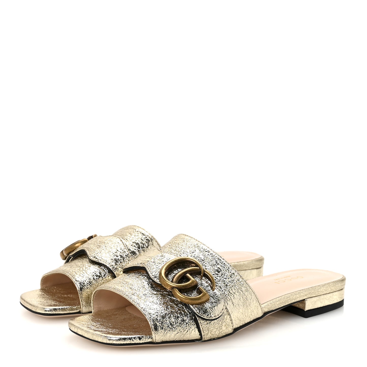 Galassia GG Marmont Flat Slide Sandals 35.5 Platino