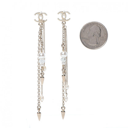 Chanel Chain Pearl CC Drop Earrings Light Gold 2 of 5