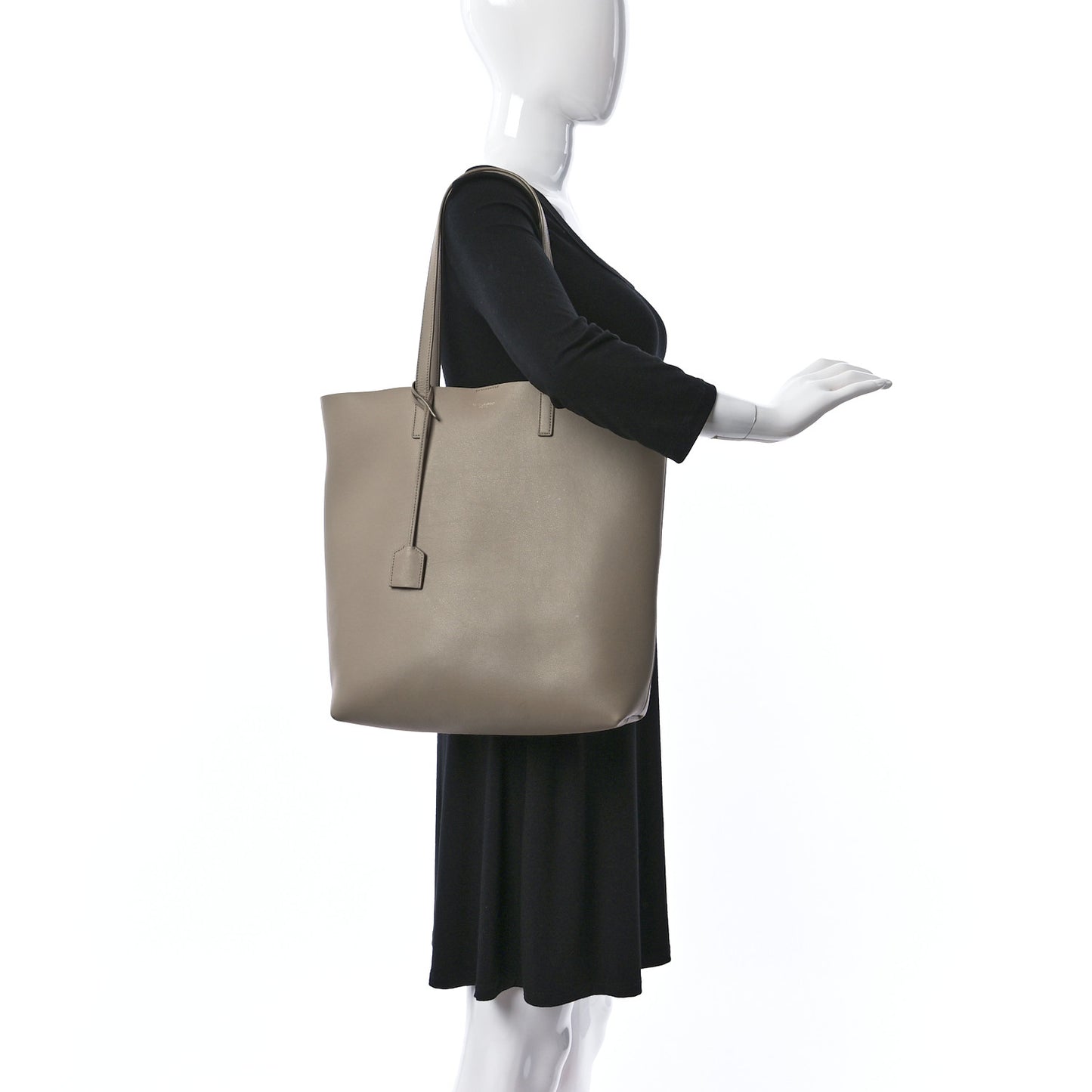 Calfskin North-South Shopping Tote Dark Beige