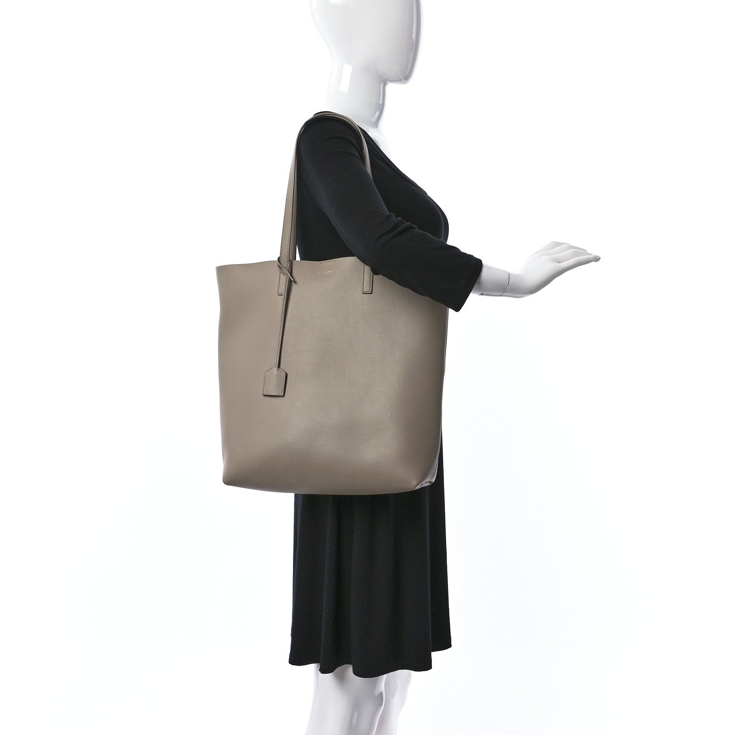 Saint Laurent Calfskin North-South Shopping Tote Dark Beige 2 of 16