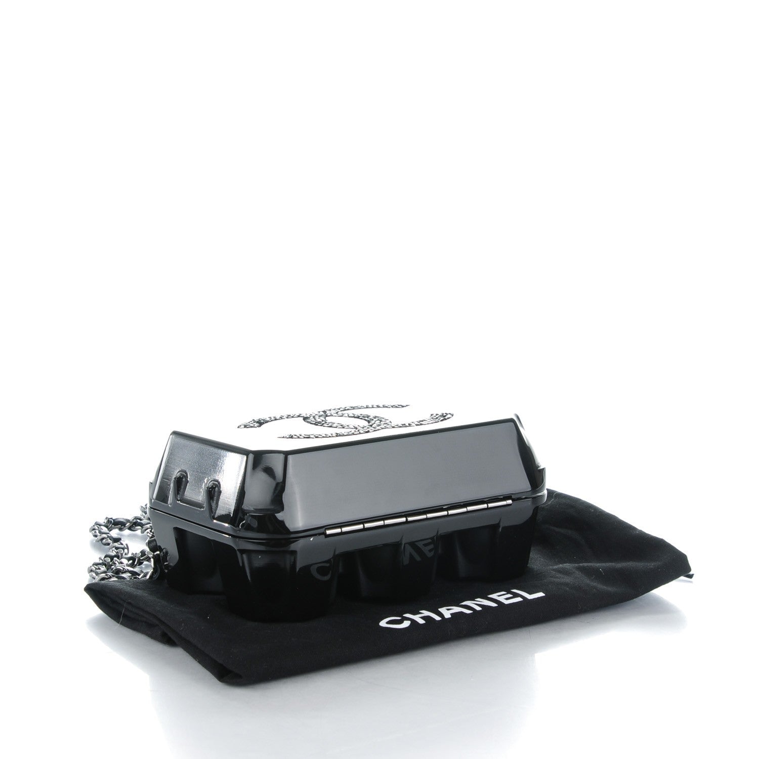 Chanel Plexiglass Grocery By Egg Carton Jewelry Box Clutch Black 4 of 8