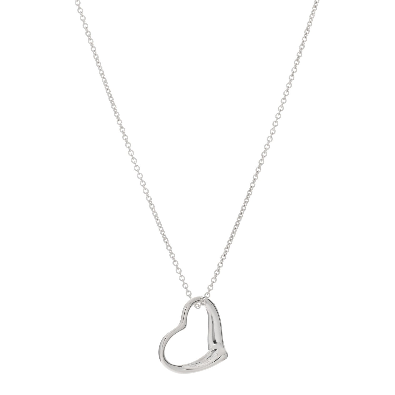Tiffany Sterling Silver 22mm Elsa Peretti Open Heart Pendant Necklace 1 of 4