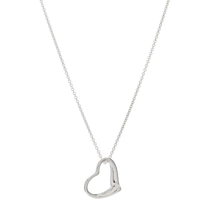 Tiffany Sterling Silver 22mm Elsa Peretti Open Heart Pendant Necklace 1 of 4
