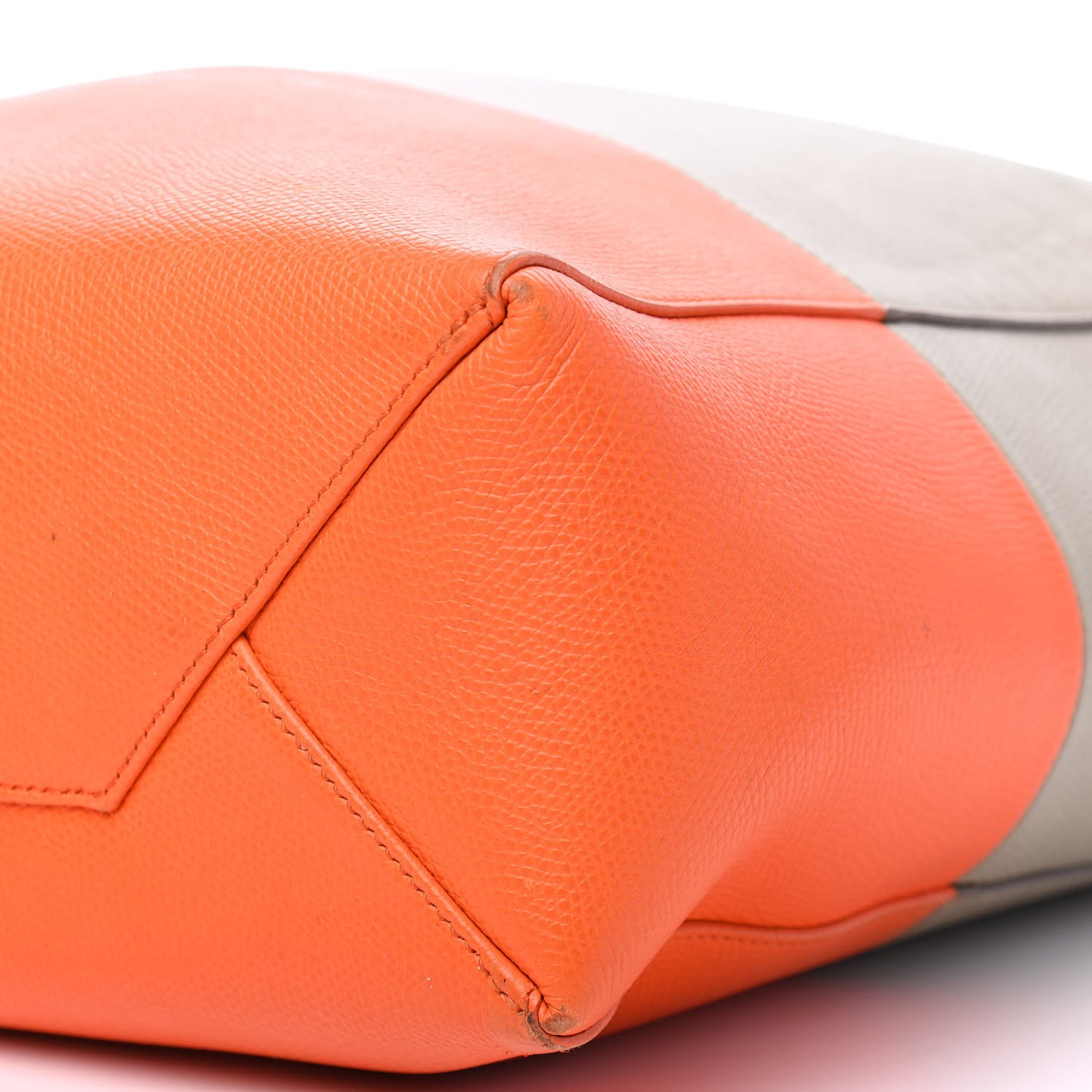 Grained Calfskin Small Vertical Bi-Cabas Fluo Orange Taupe