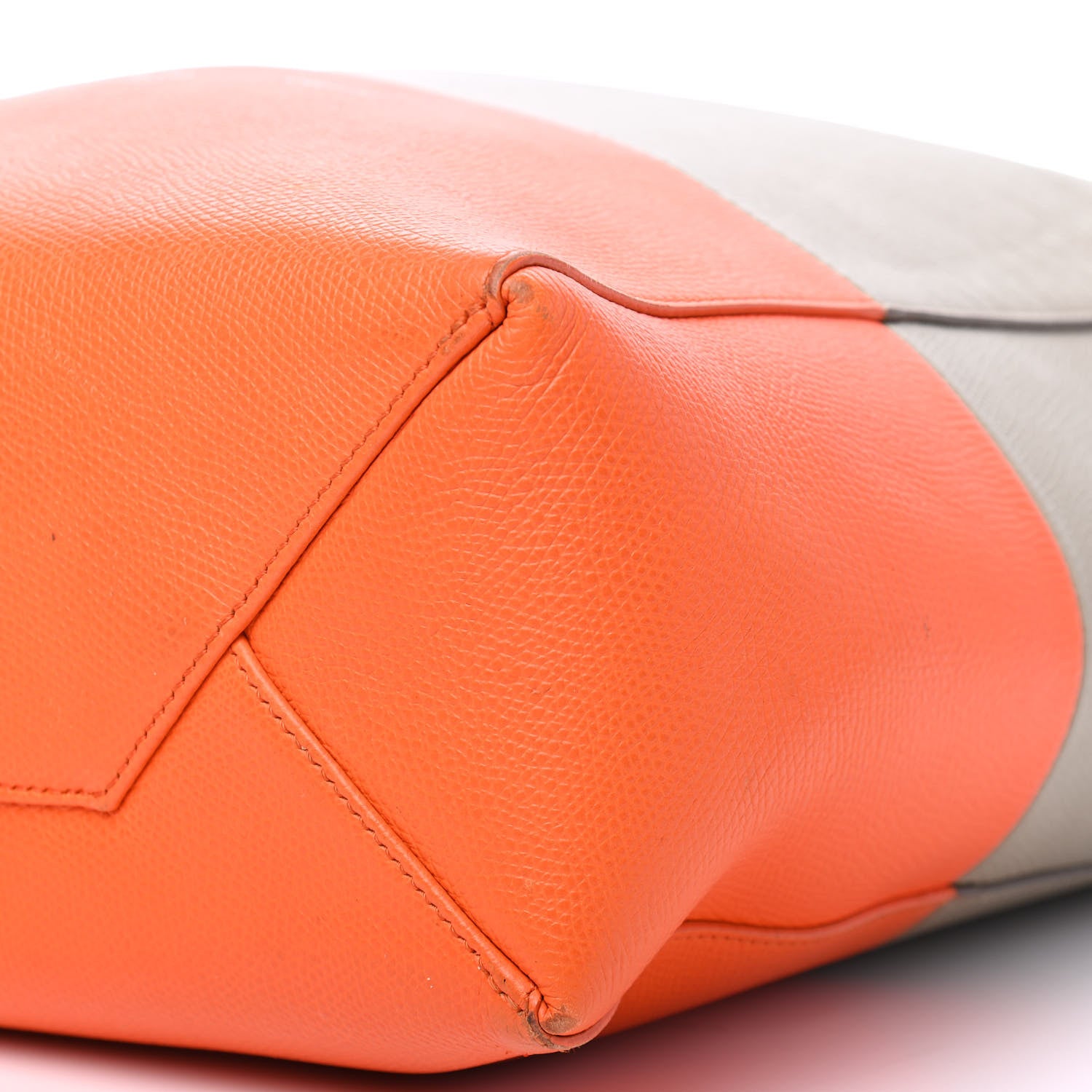 Celine Grained Calfskin Small Vertical Bi-Cabas Fluo Orange Taupe 8 of 8
