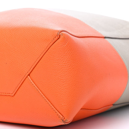 Celine Grained Calfskin Small Vertical Bi-Cabas Fluo Orange Taupe 8 of 8