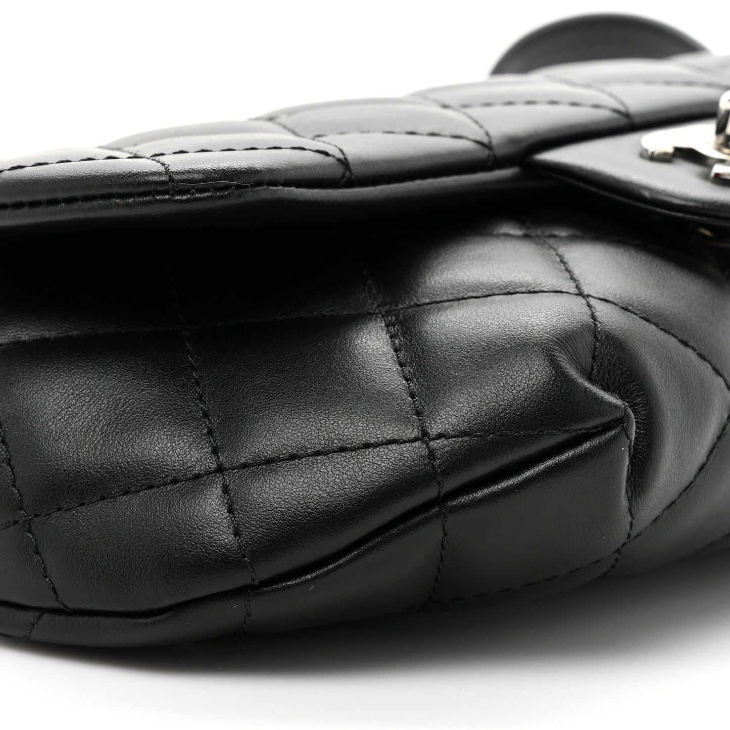 Calfskin Quilted CC Uniform Flap Belt Bag Black