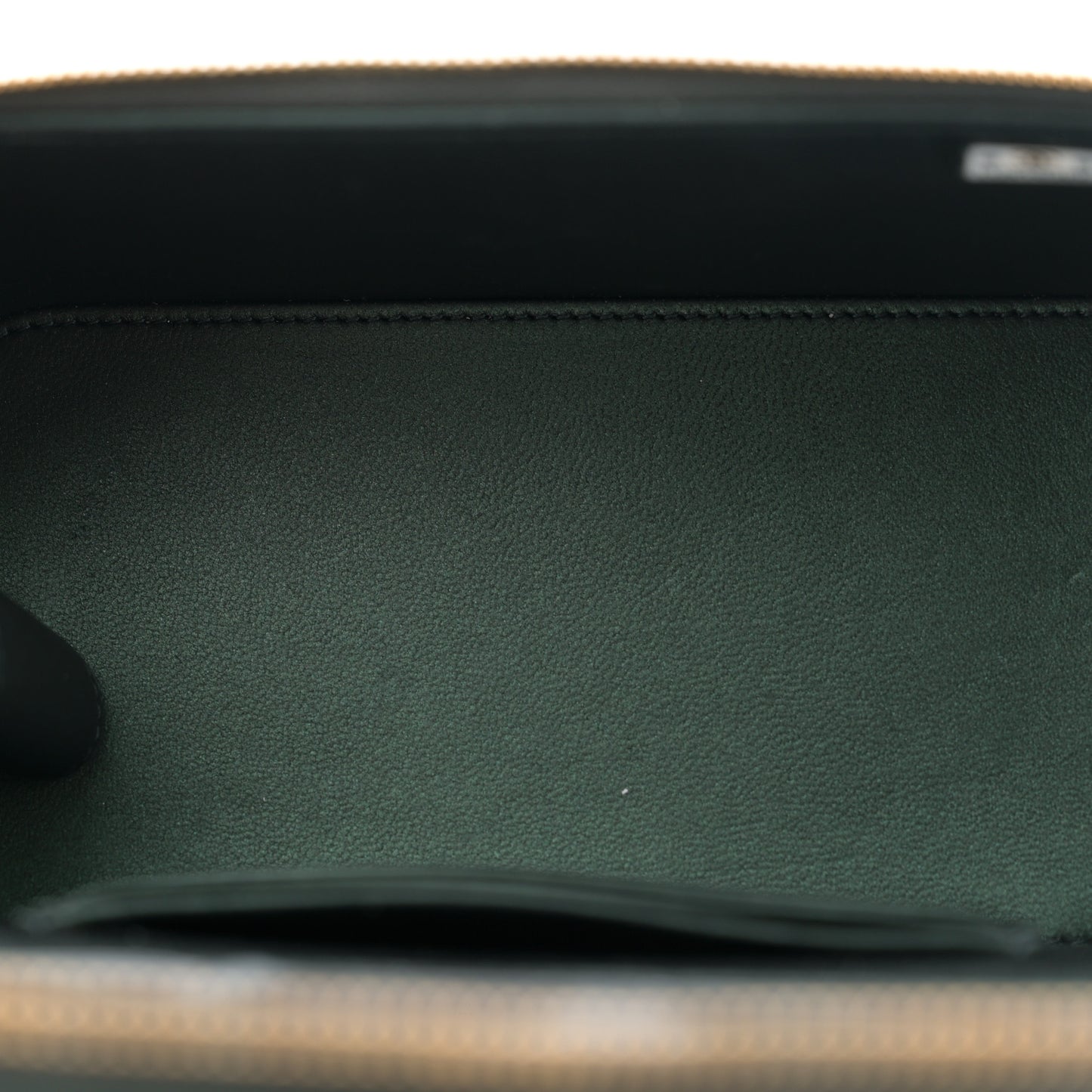 Iridescent Lambskin Quilted Small Top Handle Vanity Case With Chain Green