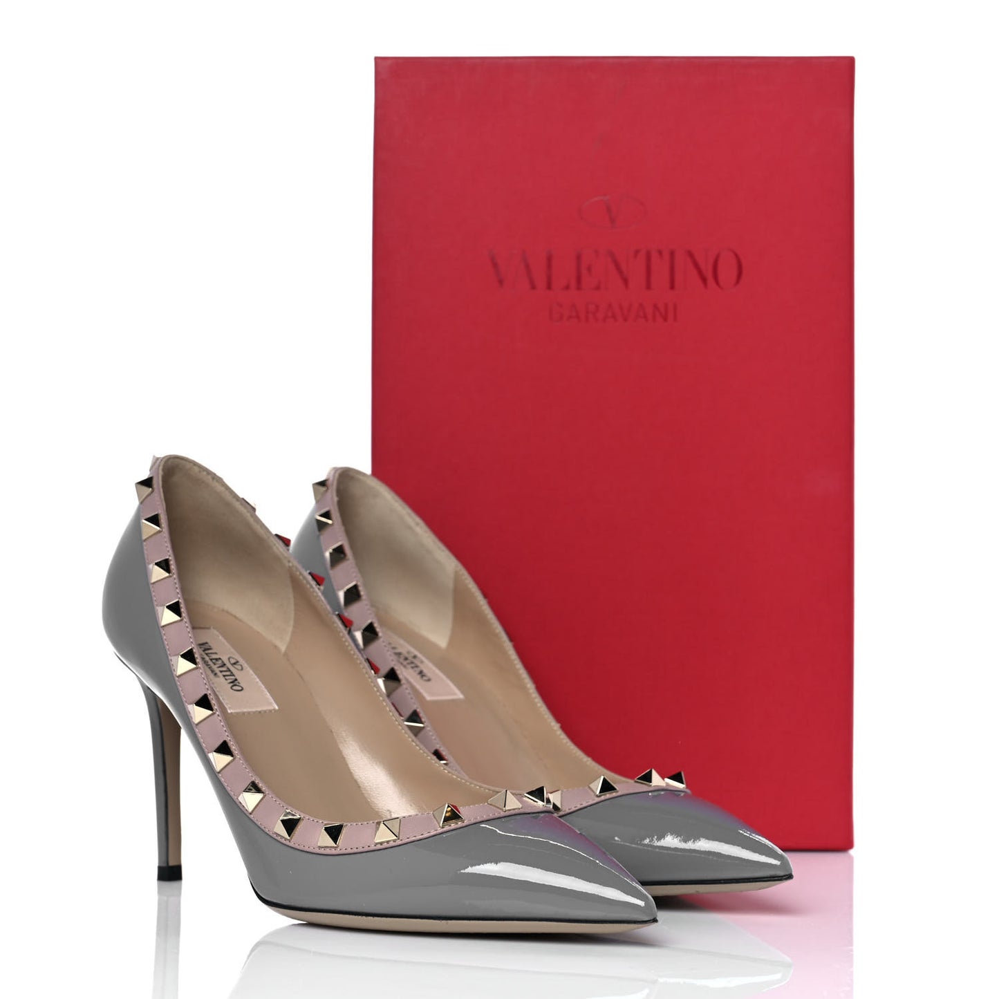 Patent Rockstud 85mm Pumps 38 Light Stone Poudre