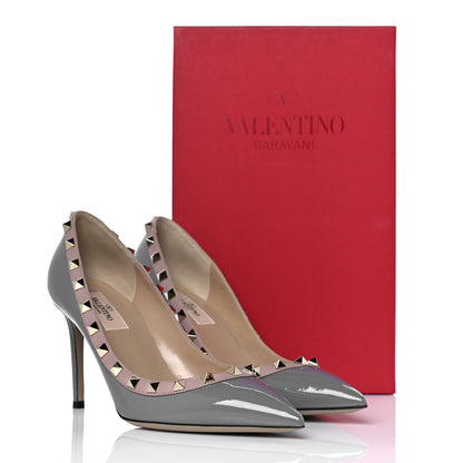 Valentino Garavani Patent Rockstud 85mm Pumps 38 Light Stone Poudre 9 of 9