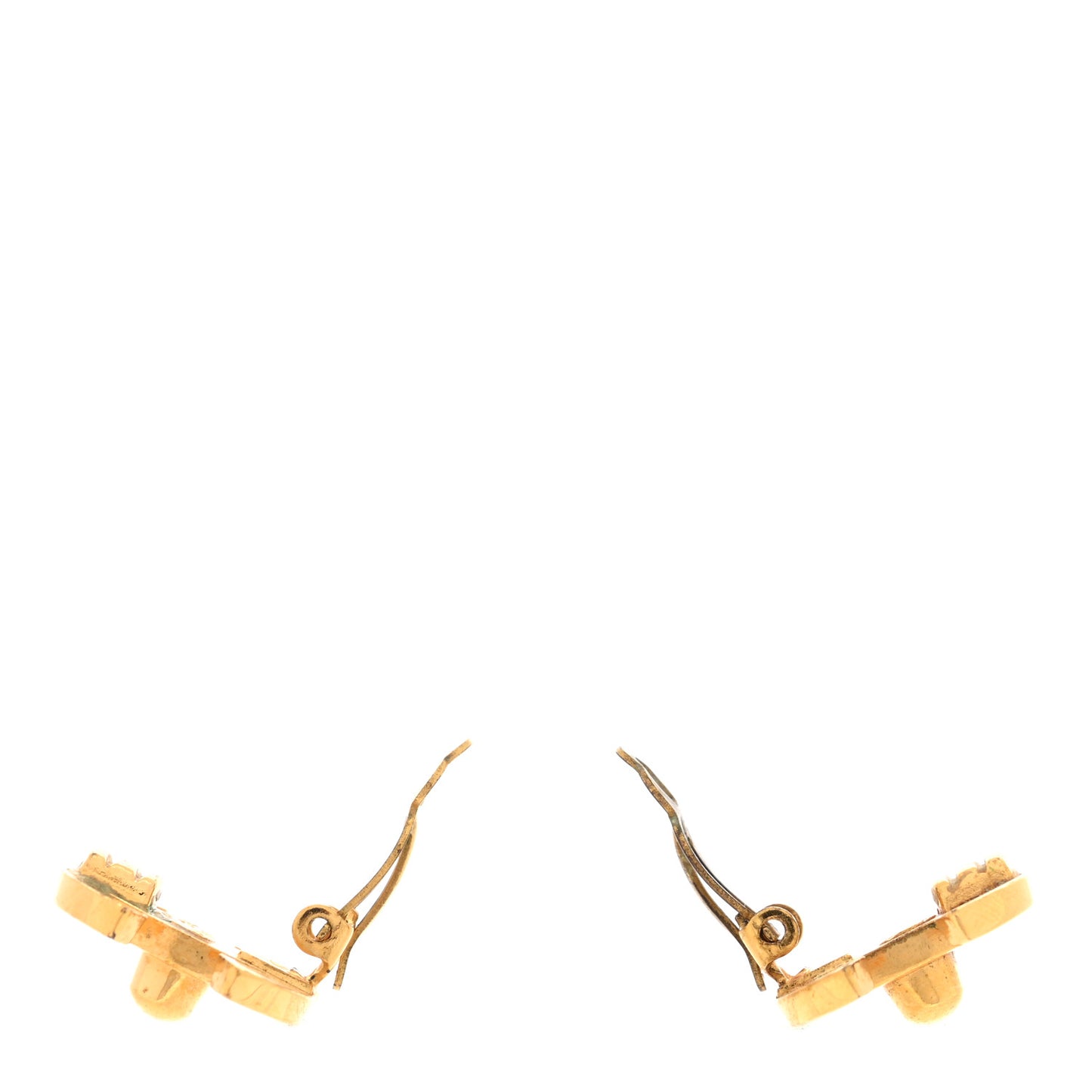 Metal CC Turnlock Clip On Earrings Gold