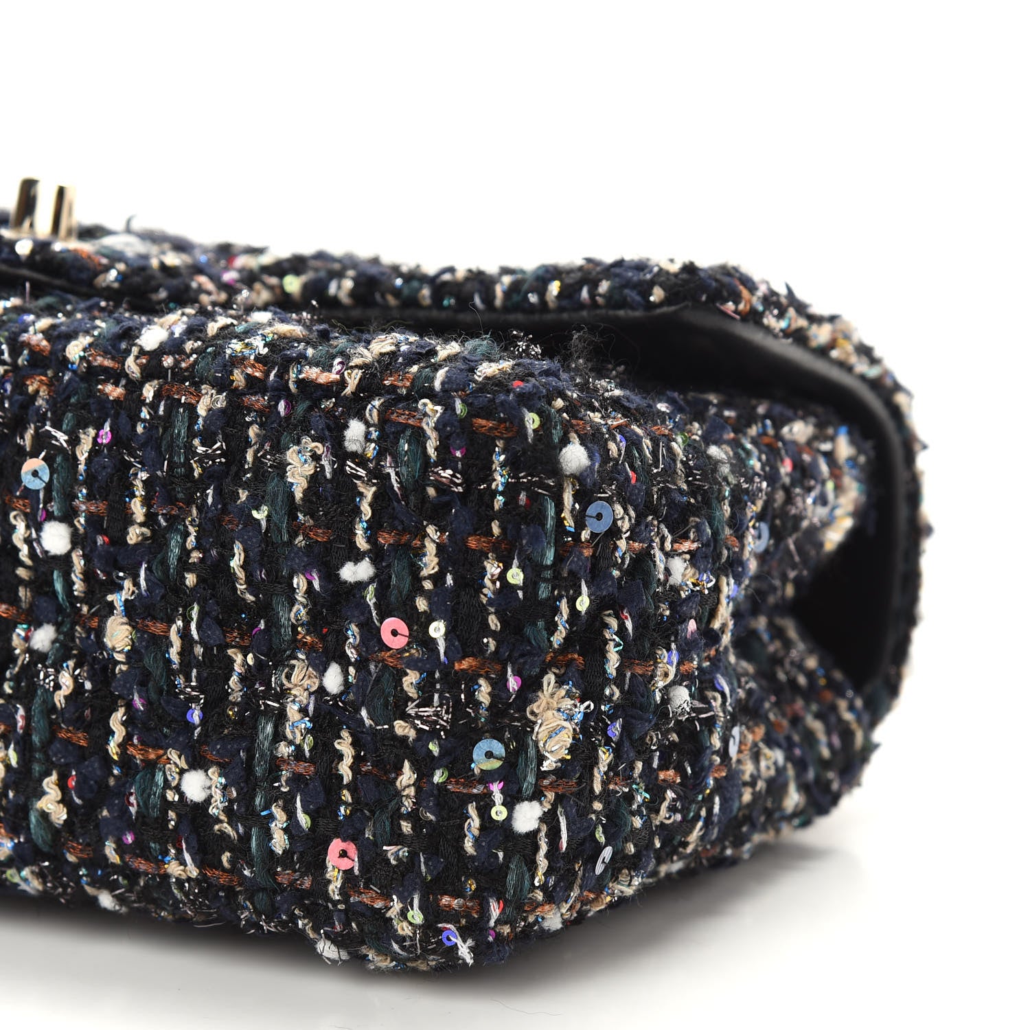 Chanel Glittered Tweed Quilted Mini Rectangular Flap Navy Blue Mulitcolor 9 of 9