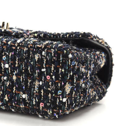 Chanel Glittered Tweed Quilted Mini Rectangular Flap Navy Blue Mulitcolor 9 of 9