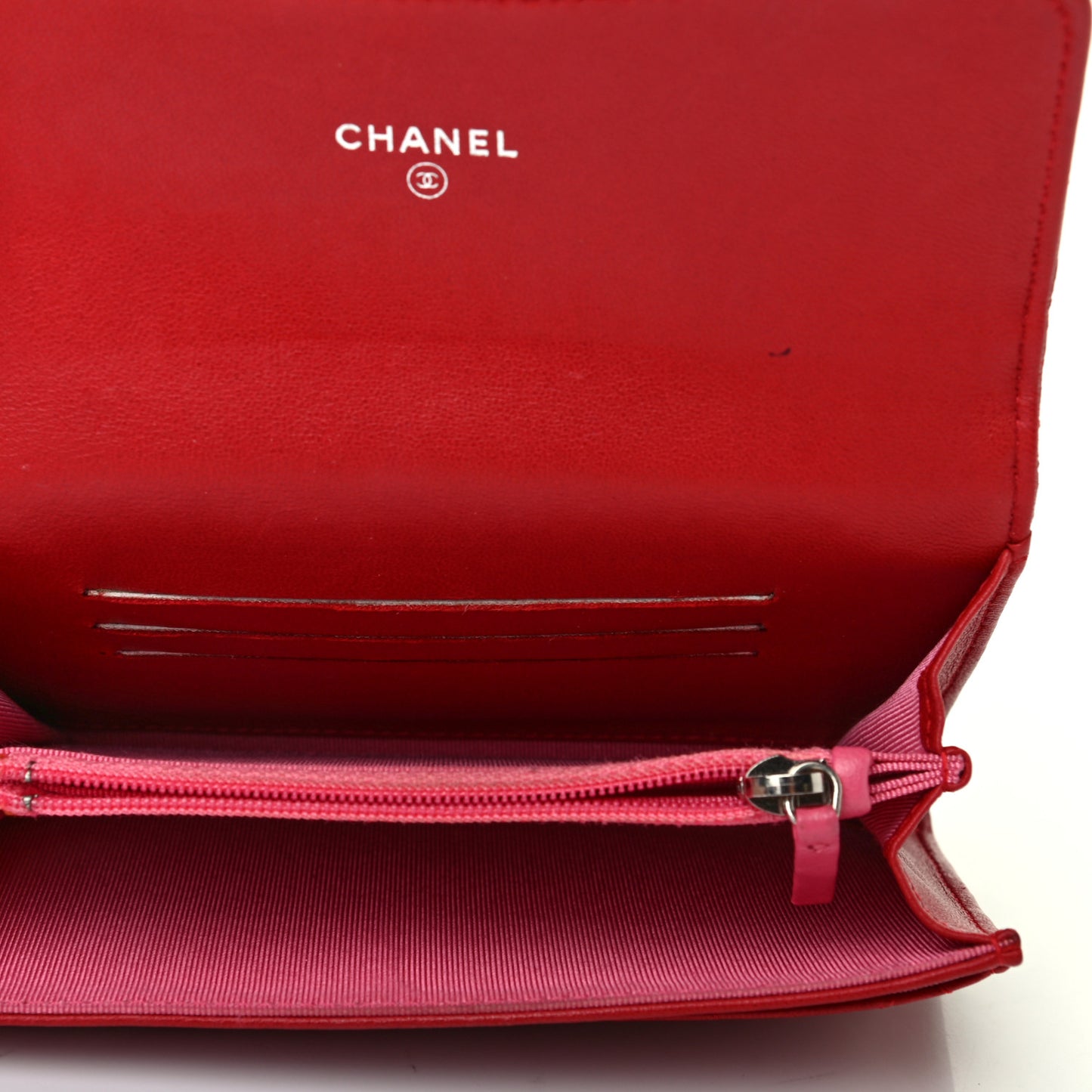 Lambskin Quilted Small Flap Wallet Red Pink