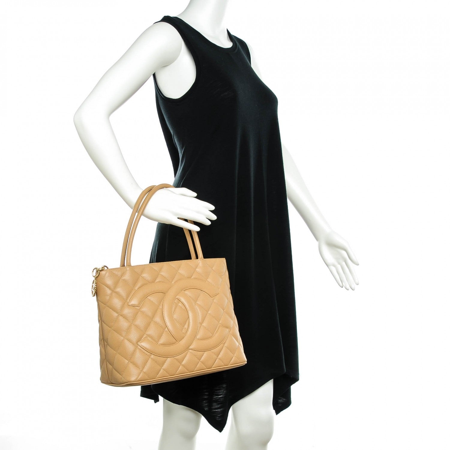 Chanel Caviar Quilted Medallion Tote Beige 2 of 7