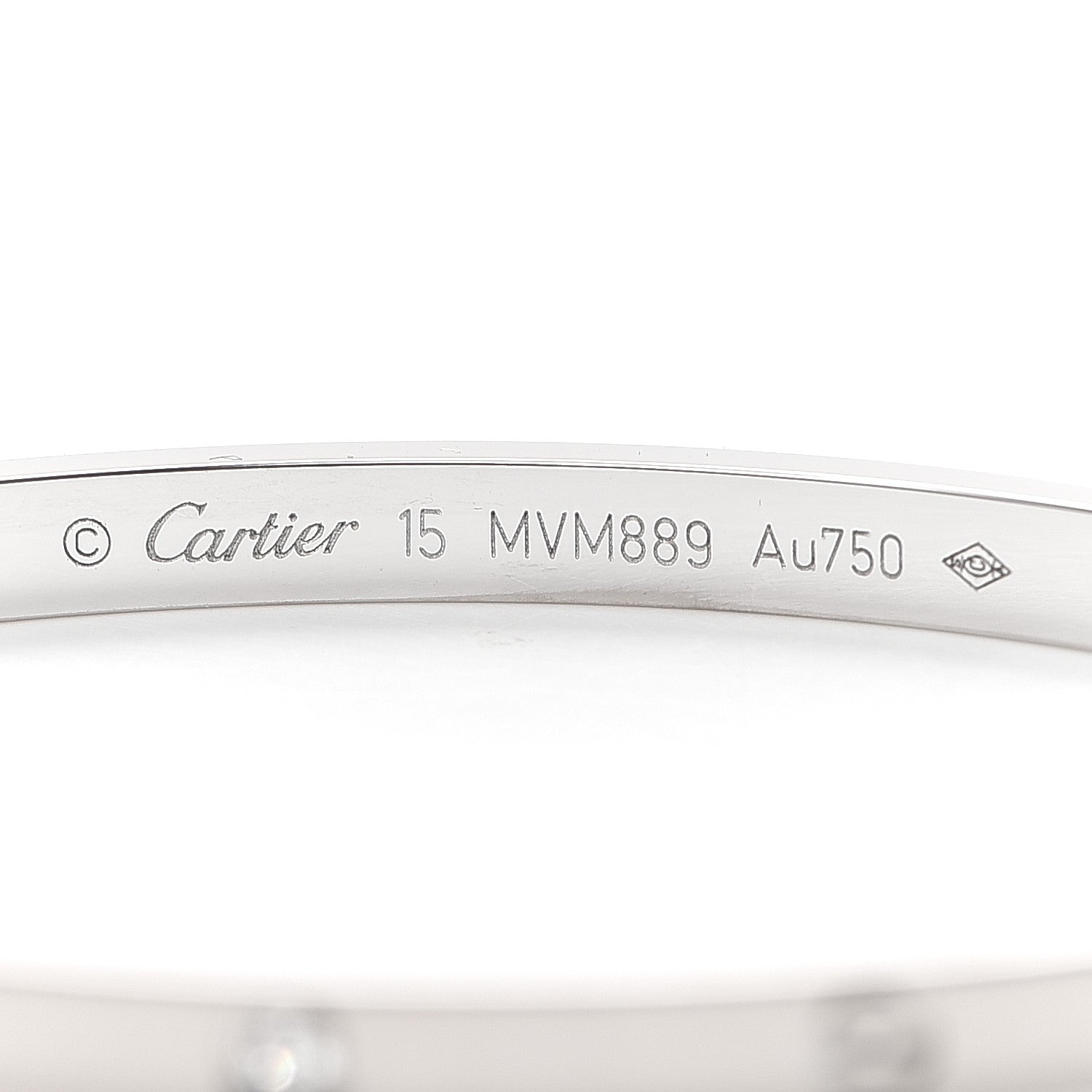 Cartier 18K White Gold 6 Diamond Small LOVE Bracelet 15 5 of 7