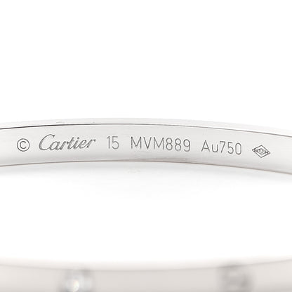 Cartier 18K White Gold 6 Diamond Small LOVE Bracelet 15 5 of 7