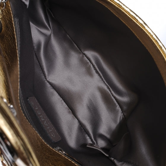 Calfskin Crackled CC Mix Medium Flap Gold Silver