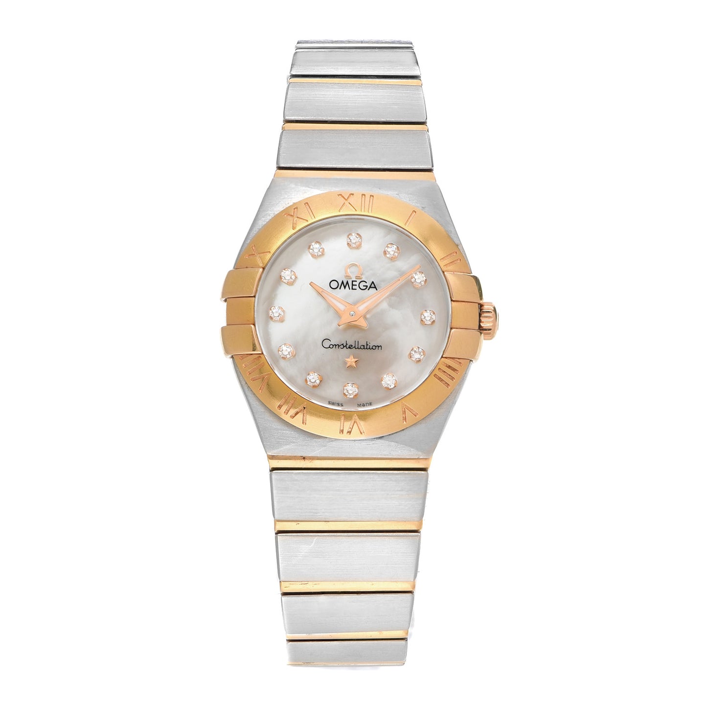 Stainless Steel 18K Yellow Gold Diamond Mother of Pearl 25mm Constellation Manhattan Quartz Watch 131.20.25.60.55.002