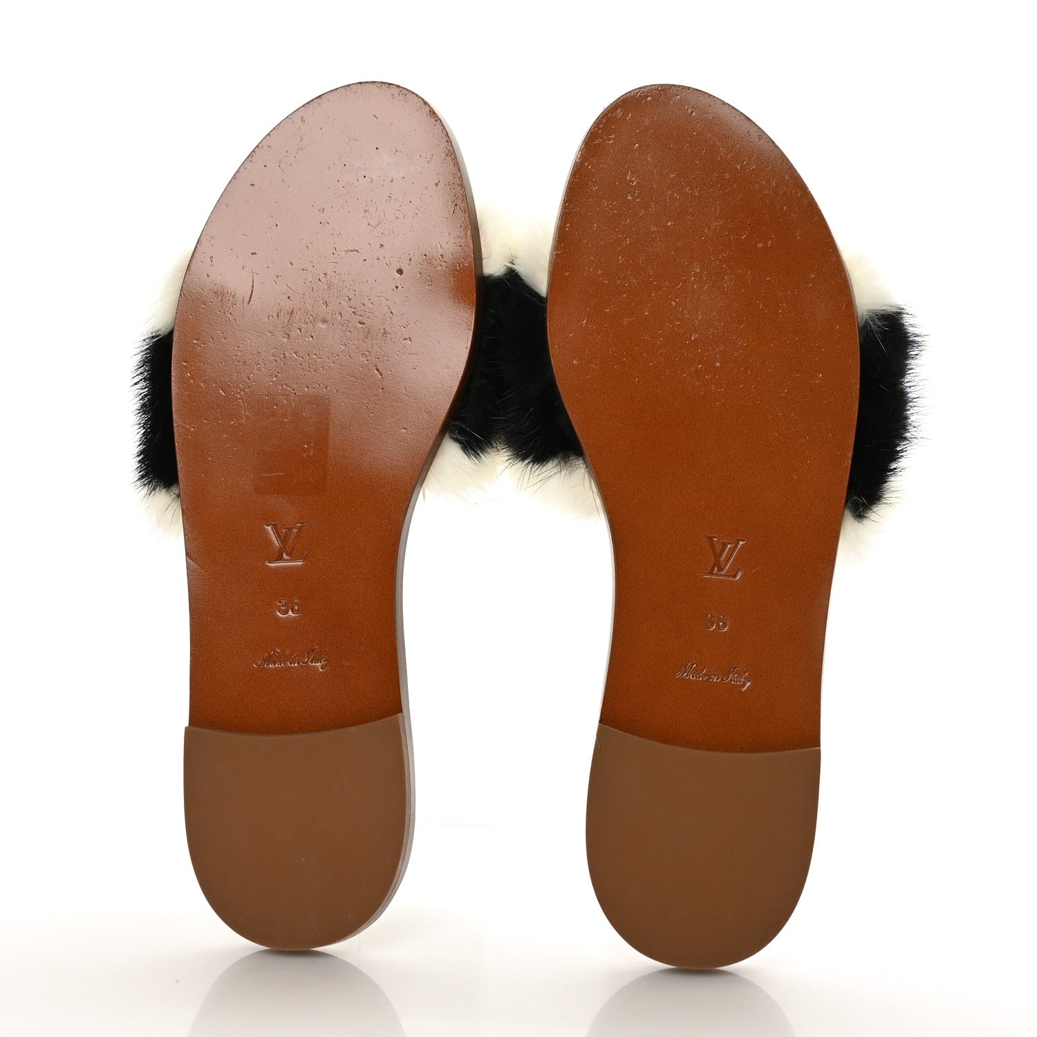 Louis Vuitton Mink Fur Lock It Flat Mule 38 Black White 5 of 7