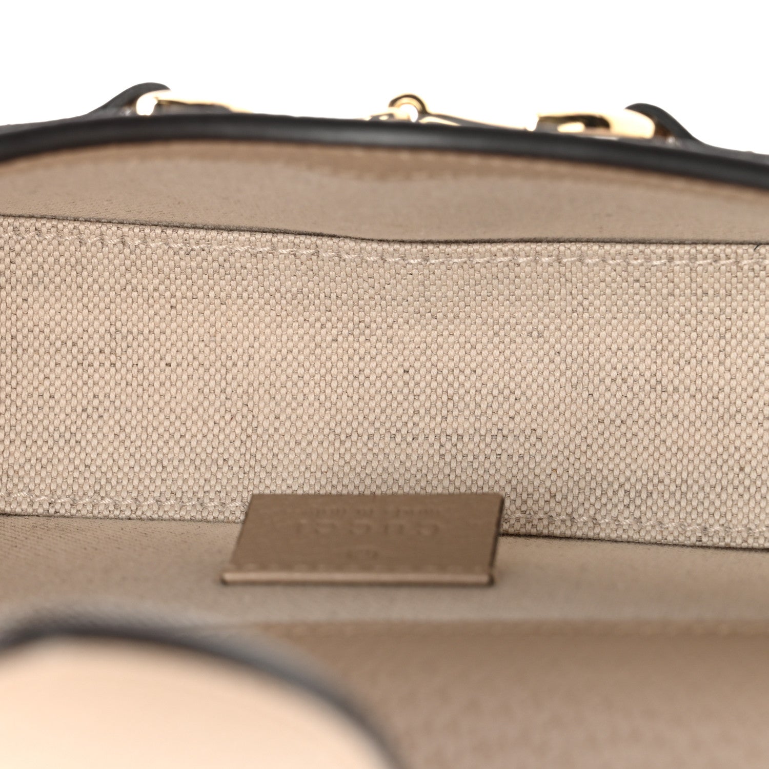 Gucci GG Supreme Monogram Textured Dollar Calfskin Mini Horsebit 1955 Shoulder Bag Beige Mystic White Oatmeal 5 of 11
