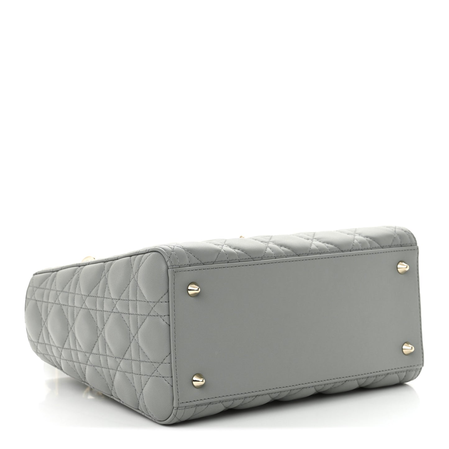 Lambskin Cannage Medium Lady Dior Stone Gray