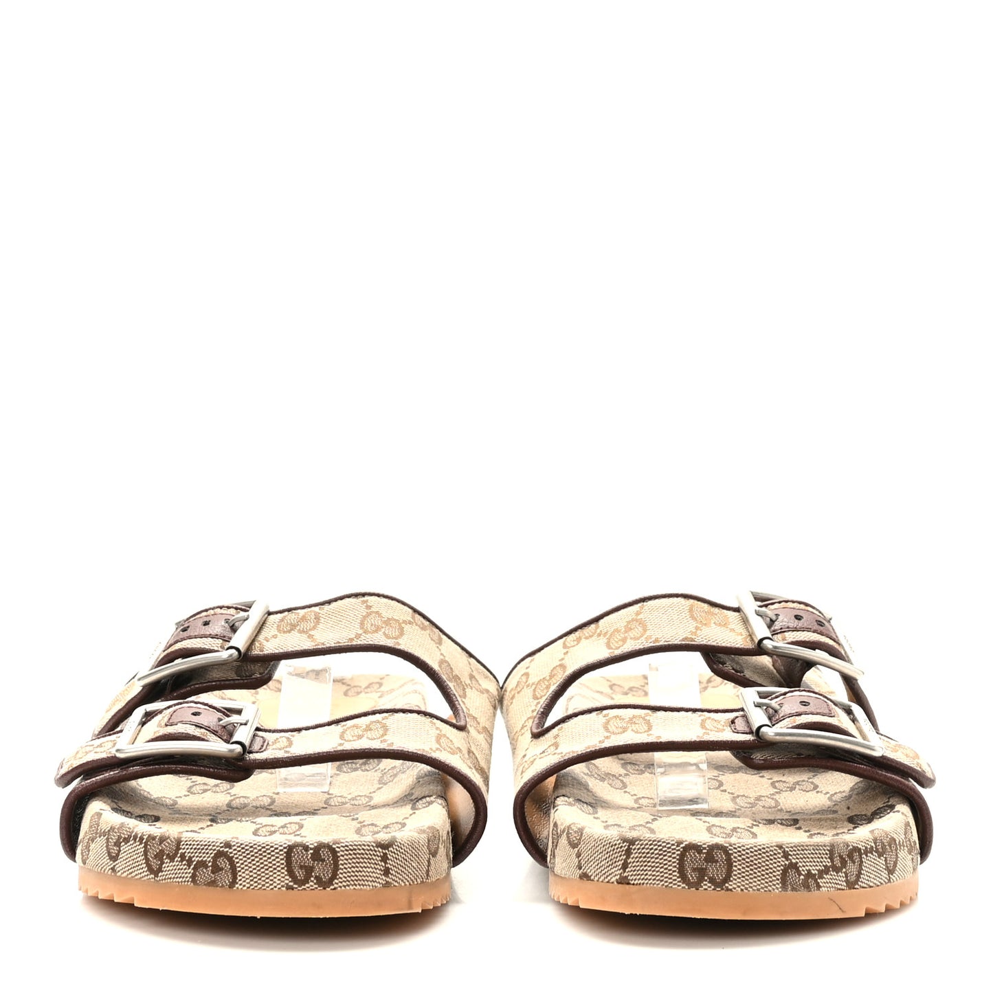 GG Monogram Lavaredo Eco Fabric Mens Slide Sandals With Straps 10 Beige Ebony Light Brown
