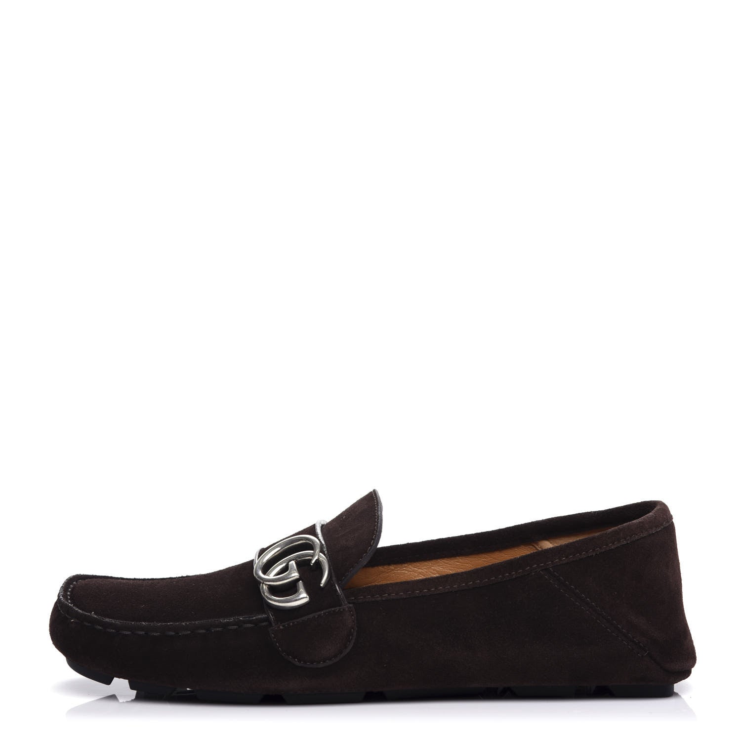Gucci Suede Mens Driver Queen Loafers 7 Cocoa 1 of 10