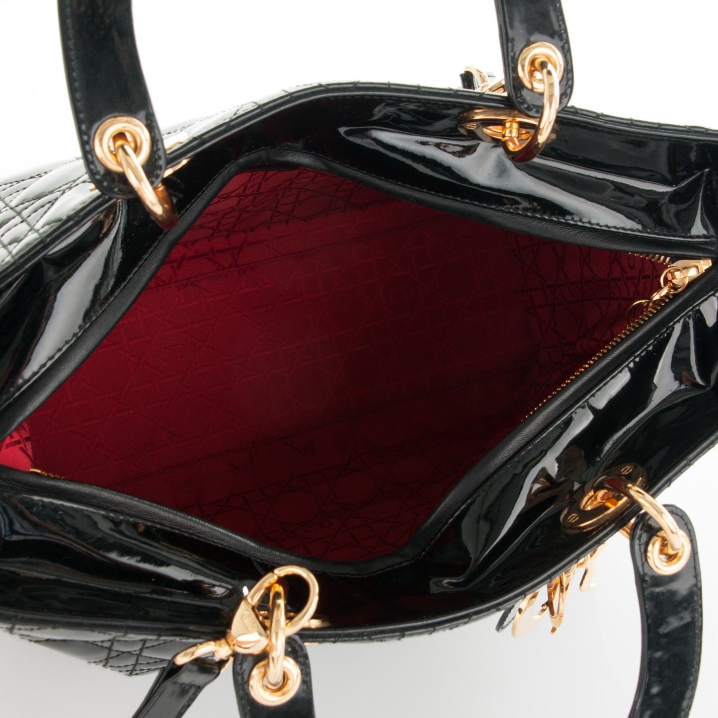 Patent Cannage Large Lady Dior Black