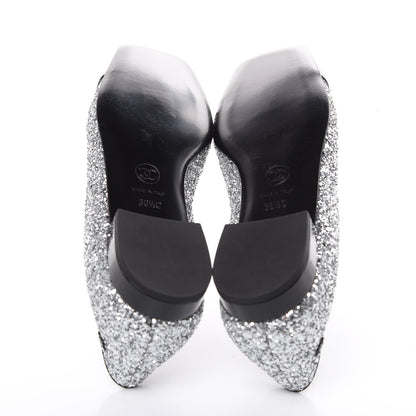 Chanel Glitter Fabric Patent Calfskin Mocassin Loafers 36.5 Black Silver 5 of 8