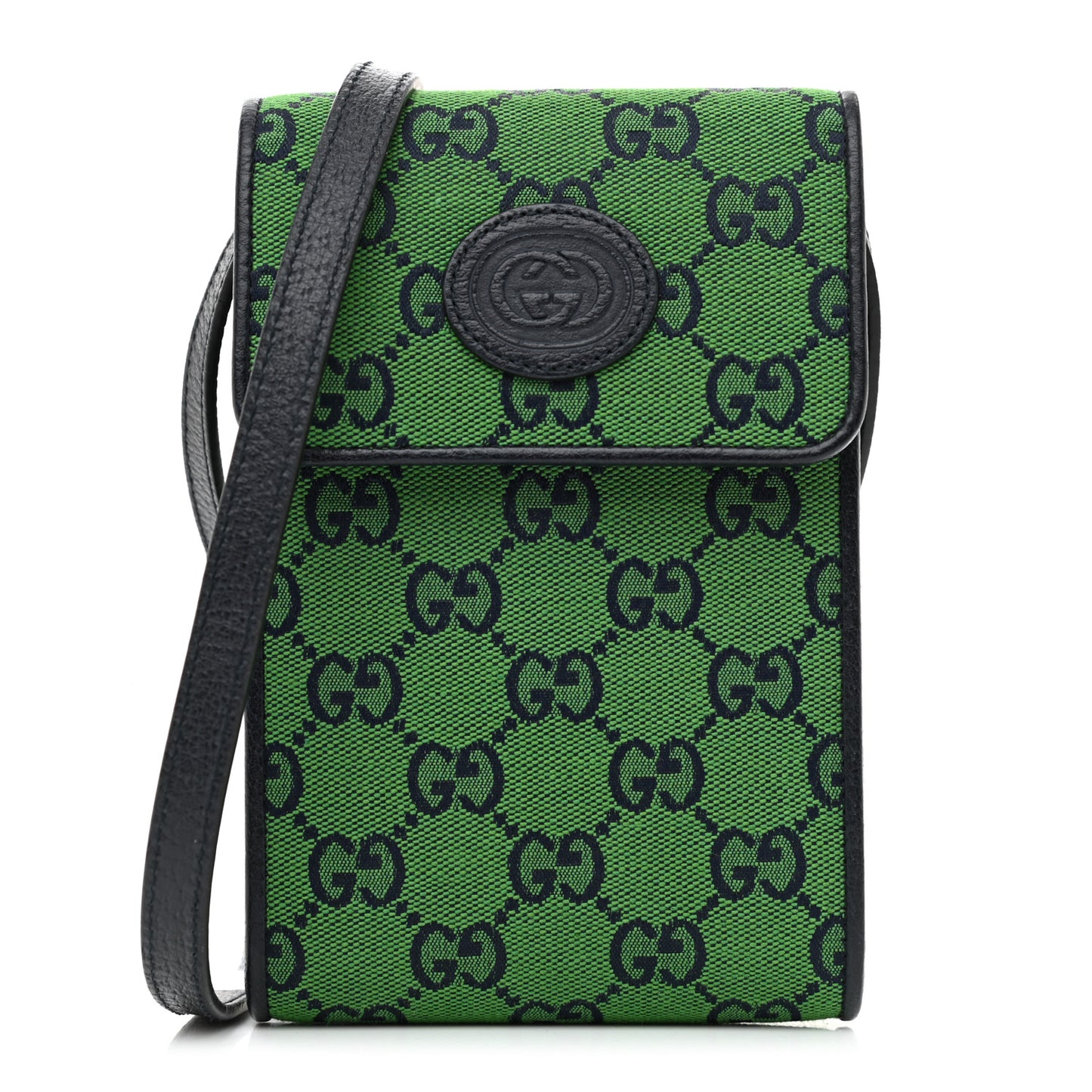 Monogram Multicolor Textured Calfskin Mini Retro Interlocking G Crossbody Bag Green Blue